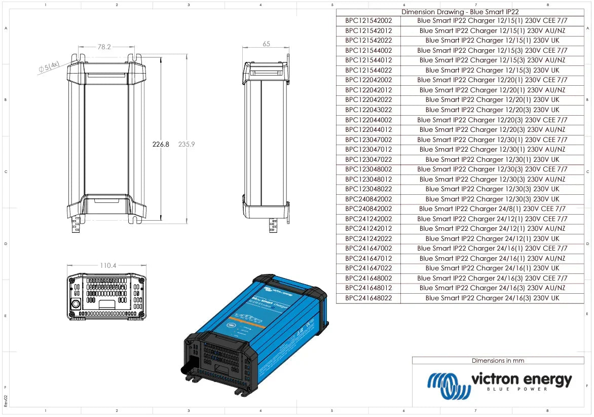 Victron 24V 16A Blue Smart IP22 24/16 AU/NZ Battery Charger