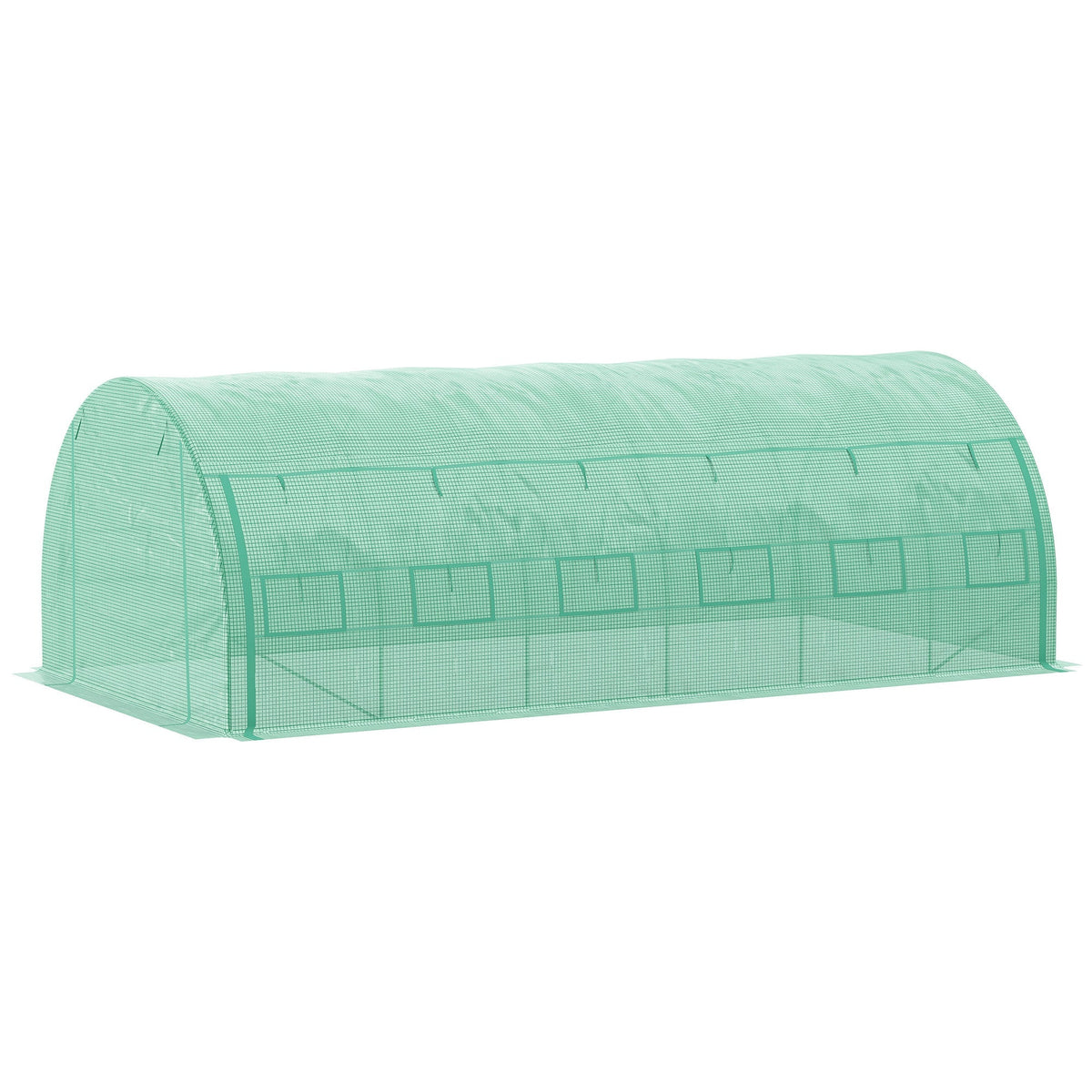 6 x 3 x 2m Polytunnel Greenhouse with Roll-up Side Walls, Reinforced Cover & 12 Mesh Windows, Green