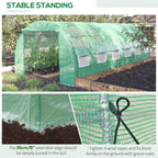 6 x 3 x 2m Polytunnel Greenhouse with Roll-up Side Walls, Reinforced Cover & 12 Mesh Windows, Green