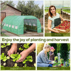 6 x 3 x 2m Polytunnel Greenhouse with Roll-up Side Walls, Reinforced Cover & 12 Mesh Windows, Green