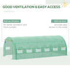 6 x 3 x 2m Polytunnel Greenhouse with Roll-up Side Walls, Reinforced Cover & 12 Mesh Windows, Green