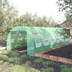 6 x 3 x 2m Polytunnel Greenhouse with Roll-up Side Walls, Reinforced Cover & 12 Mesh Windows, Green
