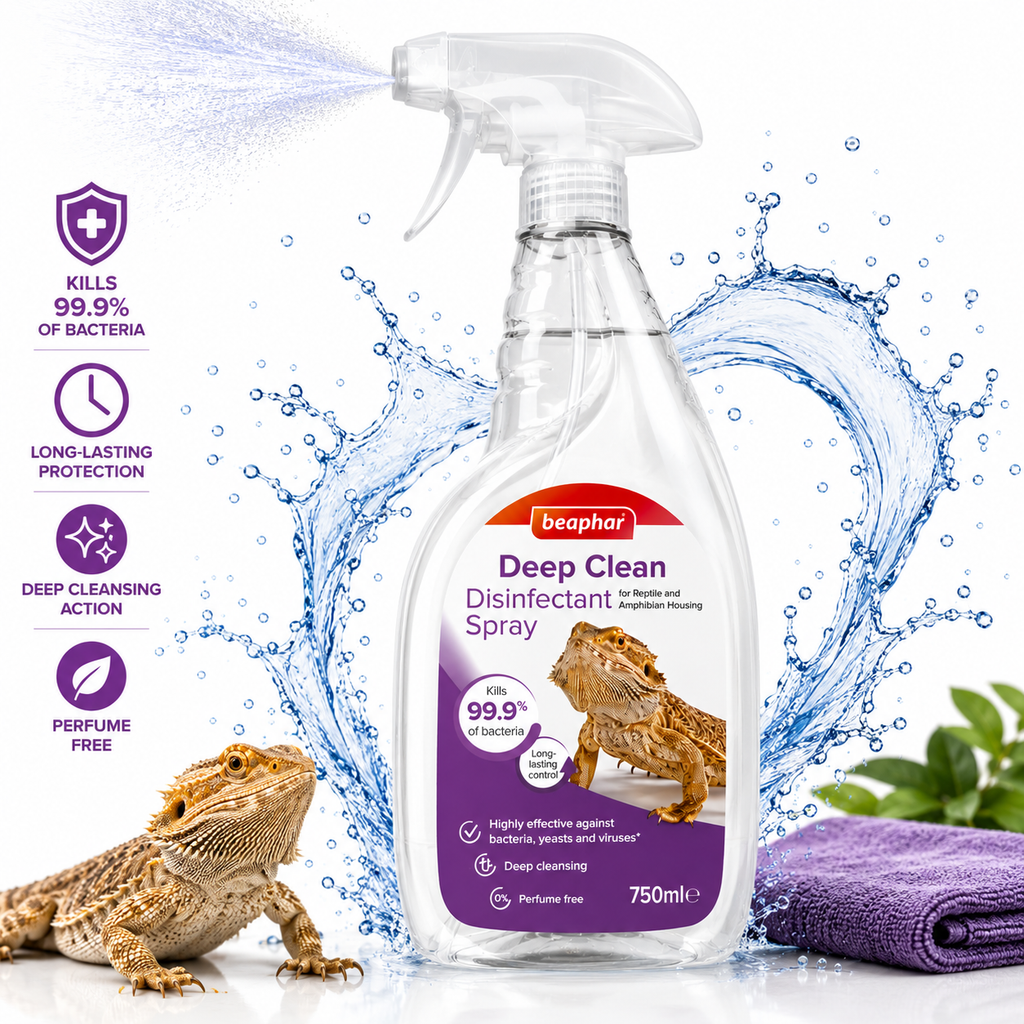 Beaphar Deep Clean Reptile Disinfectant 750ml Vivarium Terrarium Cleaner Spray
