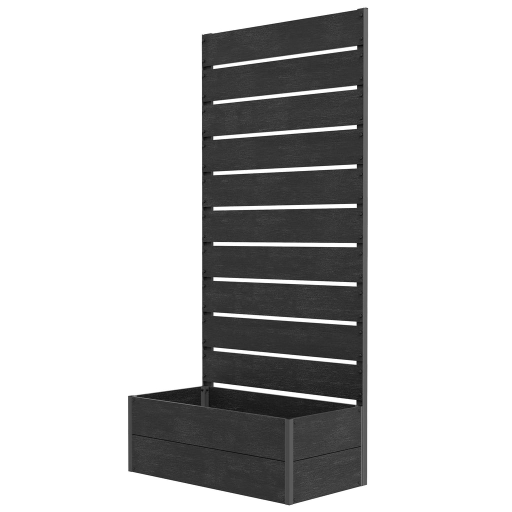 28" x 15" x 59" Raised Garden Bed with Trellis and Drain Gap, Black