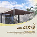 Retractable Replacement Pergola Canopy for 10' x 10' Pergola, Coffee