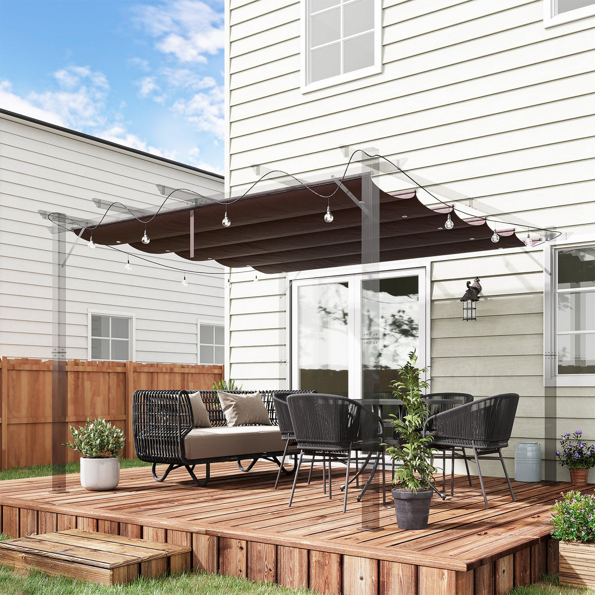 Retractable Replacement Pergola Canopy for 10' x 10' Pergola, Coffee
