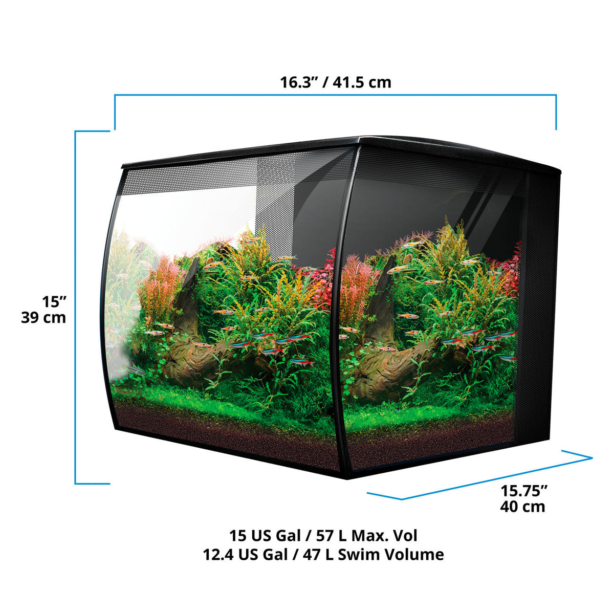 Fluval Flex 2.0 57L Black Aquarium and Cabinet