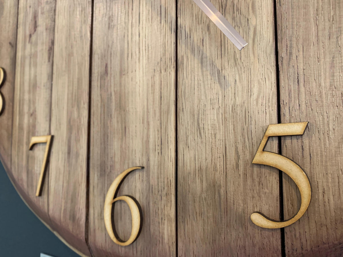 Whiskey Barrel Clock Oak Finish Made to Order