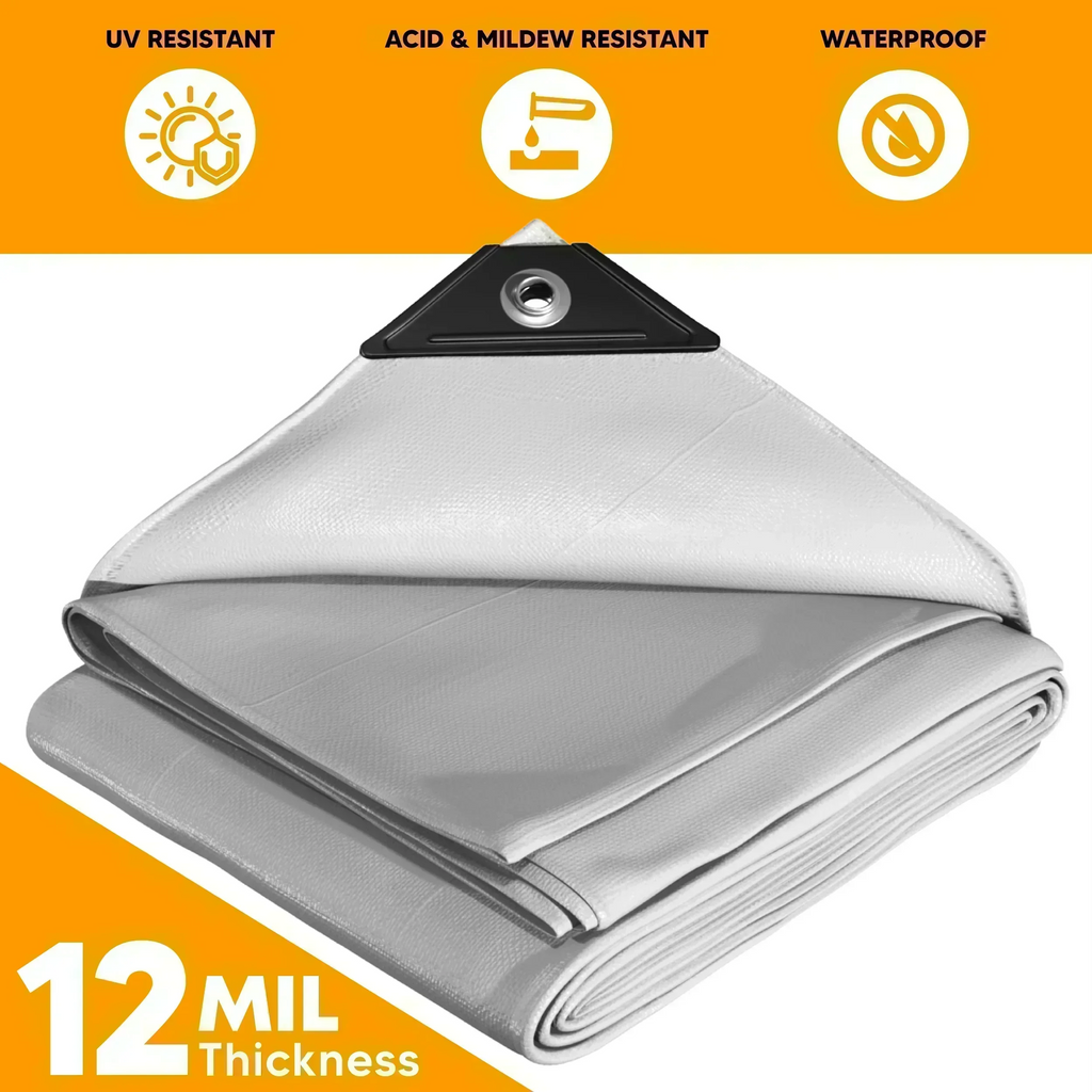 White Poly Tarps 7' x 10' - Case of 12