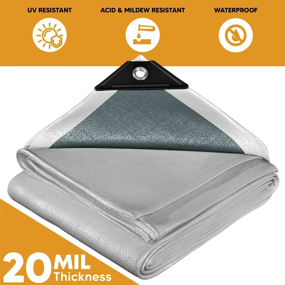 White/Silver Poly Tarp 20' x 40'