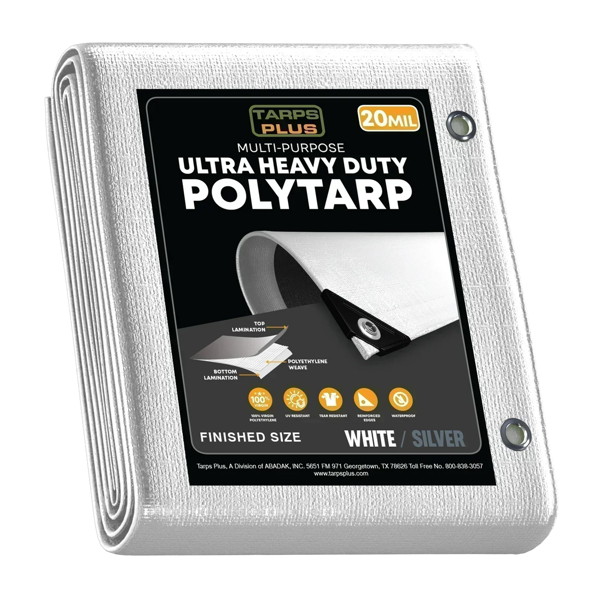 White/Silver Poly Tarp 30' x 50'