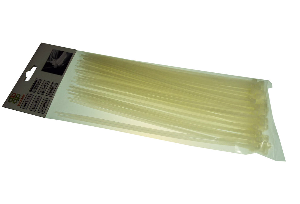 100 Cable Ties (4.8mm x 300mm) Neutral