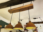 Oak Beam Chandelier with Industrial Shades | Kitchen Island & Task Lighting UK