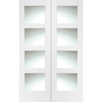 Shaker Internal White Rebated Door Pair with Clear Glass - 1981 x 1372 x 40mm