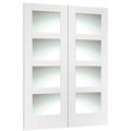 Shaker Internal White Rebated Door Pair with Clear Glass - 1981 x 1372 x 40mm
