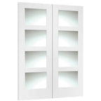 Shaker Internal White Rebated Door Pair with Clear Glass - 1981 x 1372 x 40mm