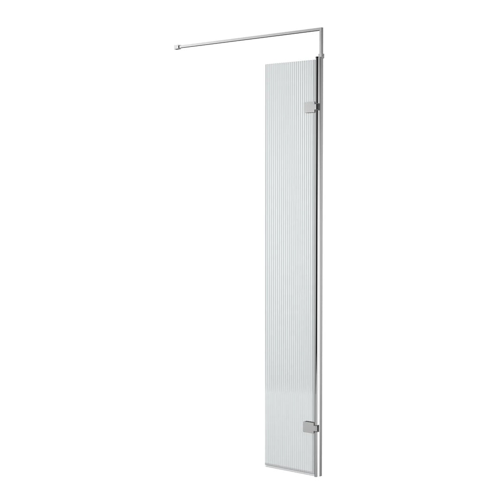 Haven 8mm Fluted Glass Wetroom Return Panel With Support Bar