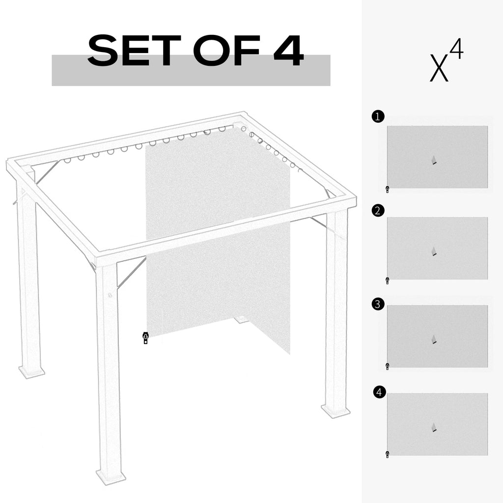 10' x 13' Universal Gazebo Sidewall Set (4 Panels) with Hooks, Light Grey