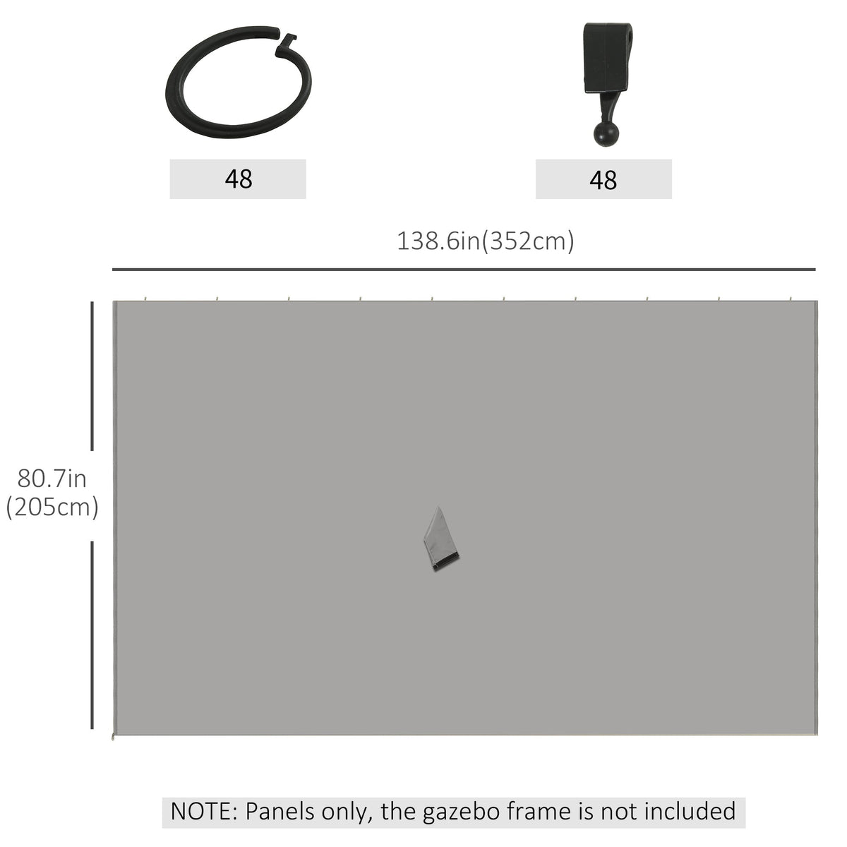10' x 13' Universal Gazebo Sidewall Set (4 Panels) with Hooks, Light Grey