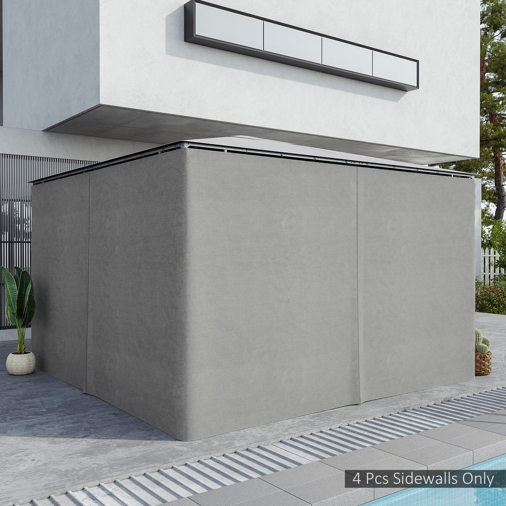 10' x 13' Universal Gazebo Sidewall Set (4 Panels) with Hooks, Light Grey