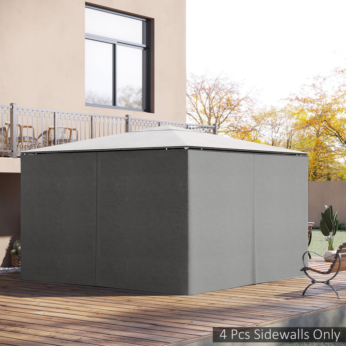 10' x 13' Universal Gazebo Sidewall Set (4 Panels) with Hooks, Light Grey