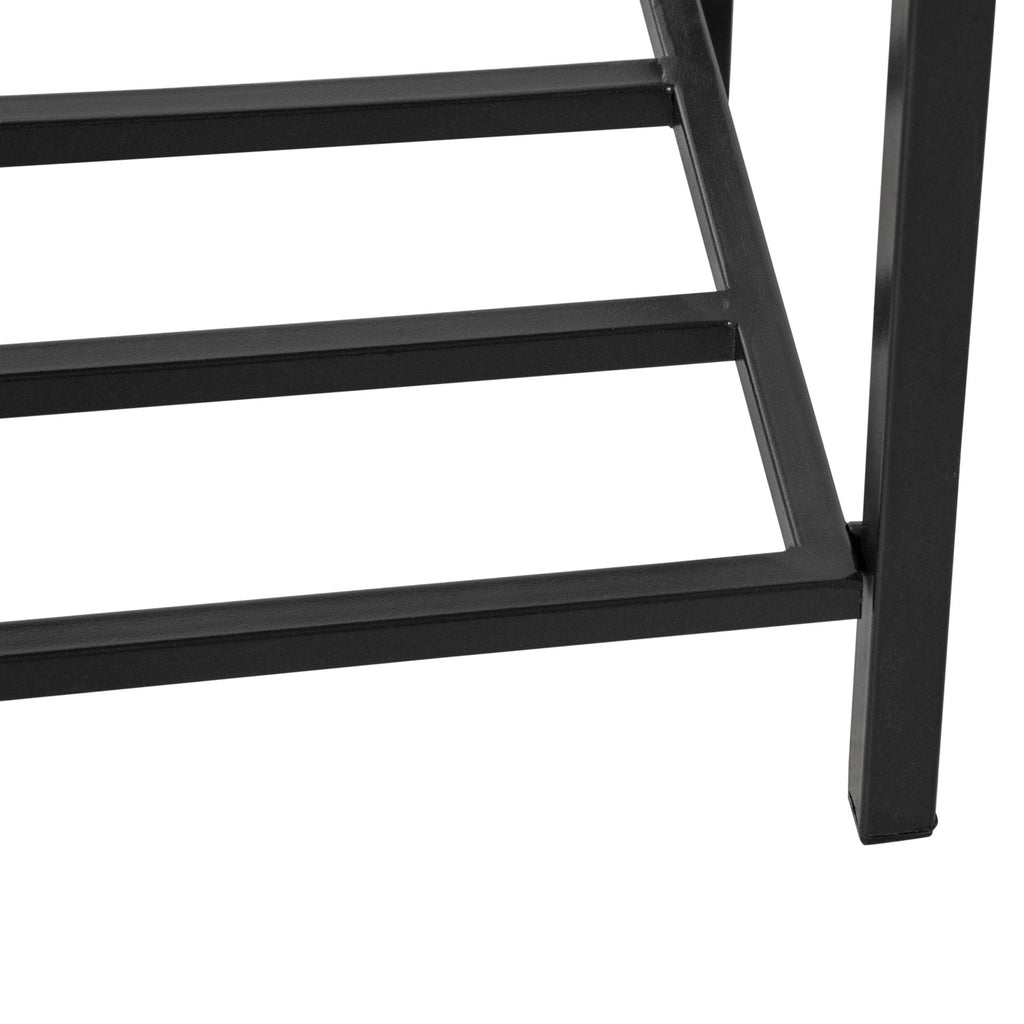 Modern Elevated Metal Garden Bed with Rattan Look & Storage, Black
