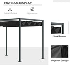 10' x 7' Retractable Pergola Canopy, Outdoor Sun Shade, Black