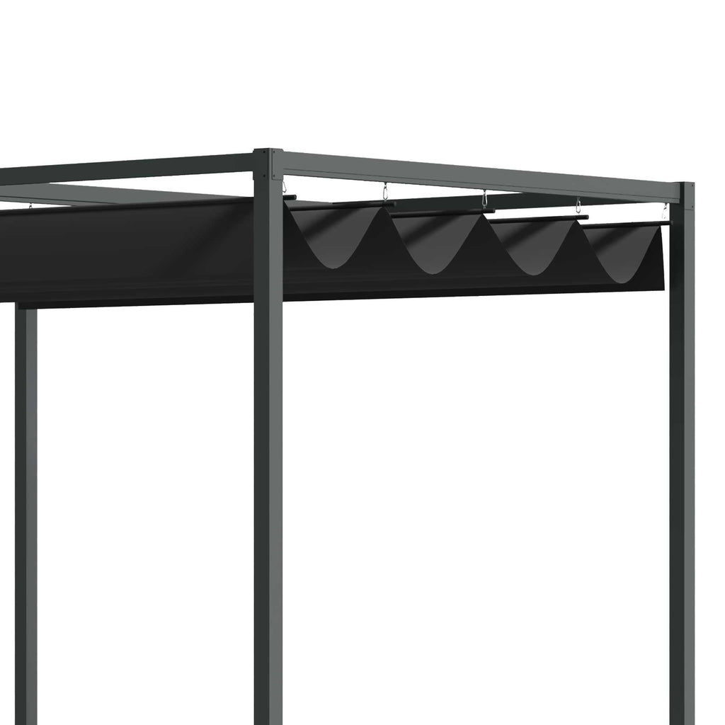 10' x 7' Retractable Pergola Canopy, Outdoor Sun Shade, Black