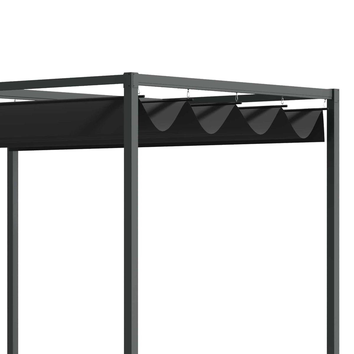 10' x 7' Retractable Pergola Canopy, Outdoor Sun Shade, Black