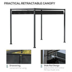 10' x 7' Retractable Pergola Canopy, Outdoor Sun Shade, Black