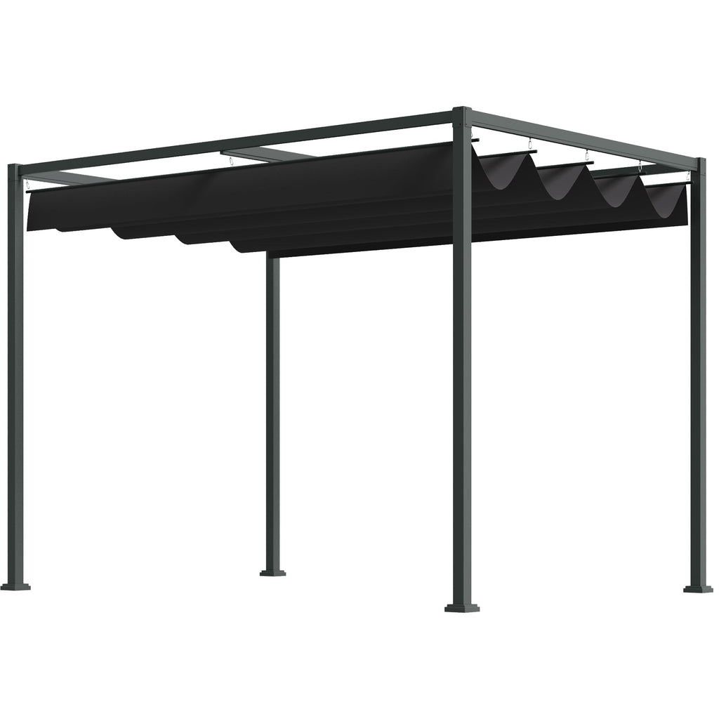 10' x 7' Retractable Pergola Canopy, Outdoor Sun Shade, Black