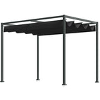 10' x 7' Retractable Pergola Canopy, Outdoor Sun Shade, Black