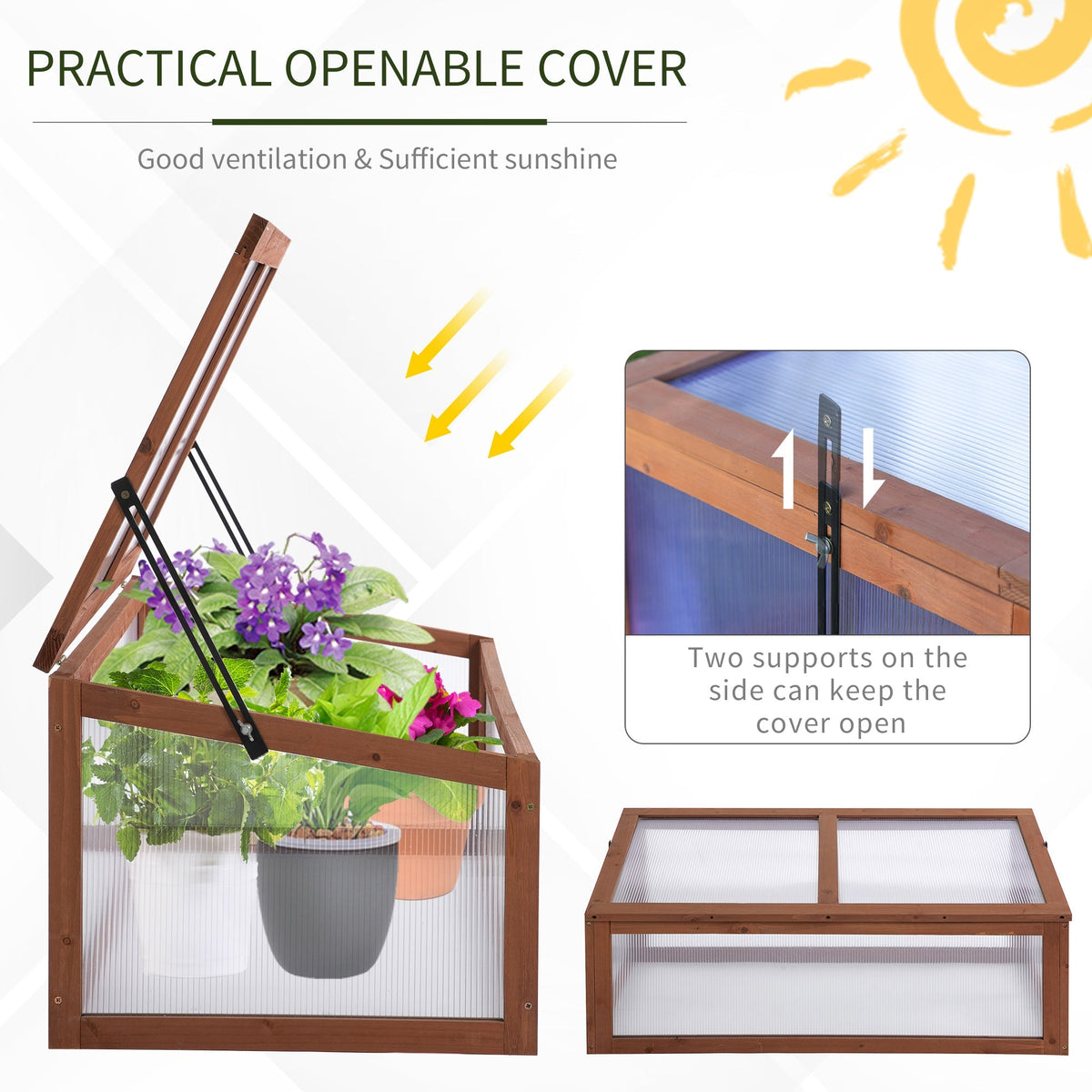 NookGrow Ground Cold Frame Greenhouse, 39" x 26" x 16", Natural