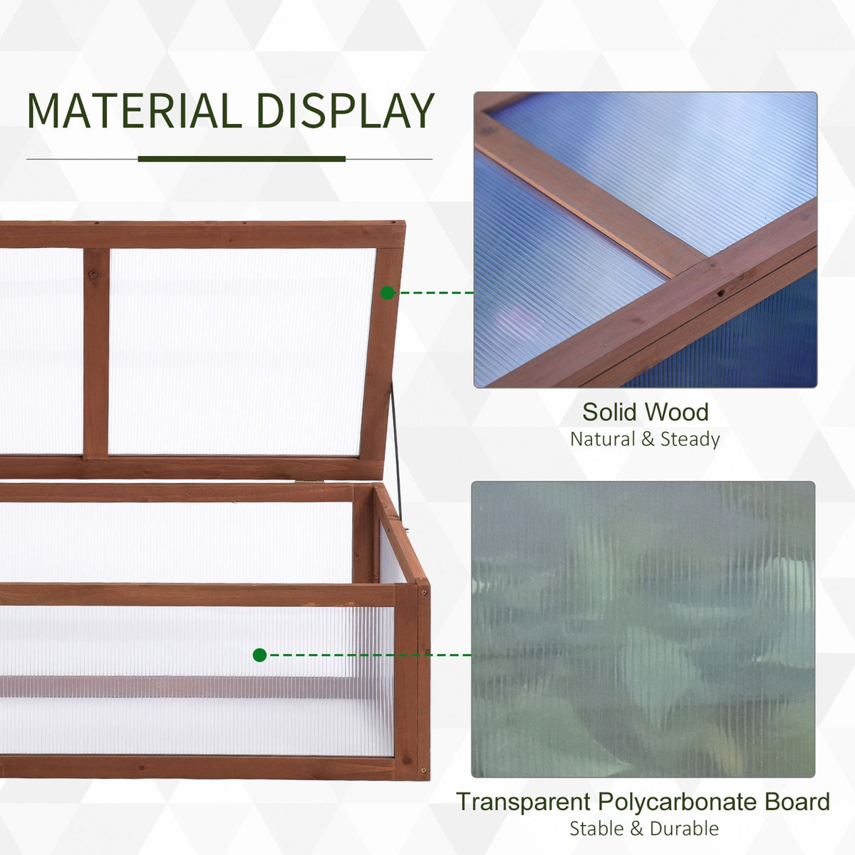 NookGrow Wooden Cold Frame with Tilted Polycarbonate Top, 39" x 26" x 16", Brown