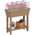 41L Self-Watering Raised Garden Bed with Lid and Shelf, Brown