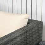 3-Piece Rattan Wicker Conversation Set with Two Loveseats and Coffee Table, Beige