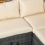 3-Piece Rattan Wicker Conversation Set with Two Loveseats and Coffee Table, Beige