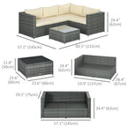 3-Piece Rattan Wicker Conversation Set with Two Loveseats and Coffee Table, Beige
