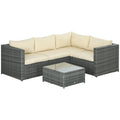 3-Piece Rattan Wicker Conversation Set with Two Loveseats and Coffee Table, Beige