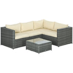 3-Piece Rattan Wicker Conversation Set with Two Loveseats and Coffee Table, Beige