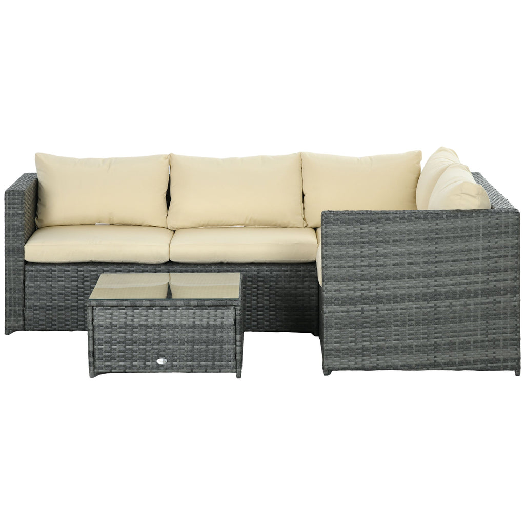 3-Piece Rattan Wicker Conversation Set with Two Loveseats and Coffee Table, Beige