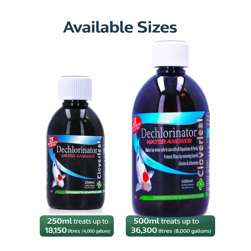 Cloverleaf Dechlorinator Water Answer Pond Treatment Tap Safe 250ml & 500ml