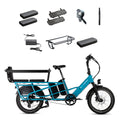 XPedition2 Raindrop Blue Long-Range Dual-Battery + FREE Running Boards, Cushions, Elite Headlight, Suspension Seat Post, Orbitor, Fast Charger ($694 Value)