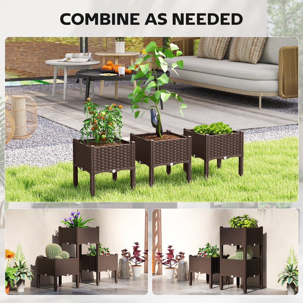 Self-Watering Plastic Raised Garden Bed with Legs