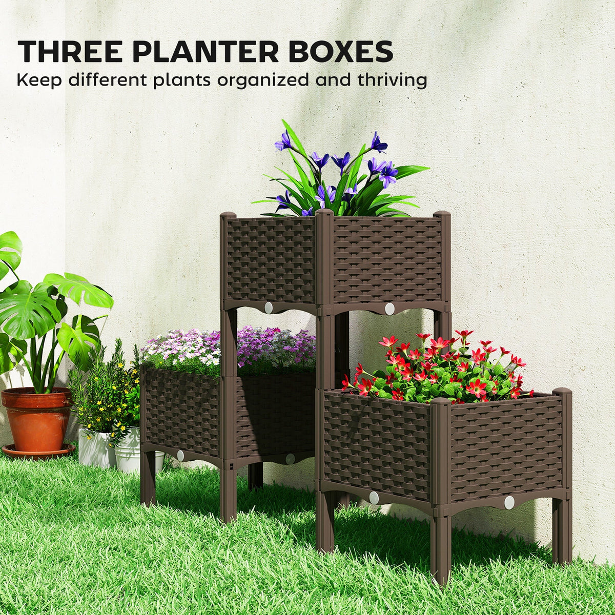 Self-Watering Plastic Raised Garden Bed with Legs