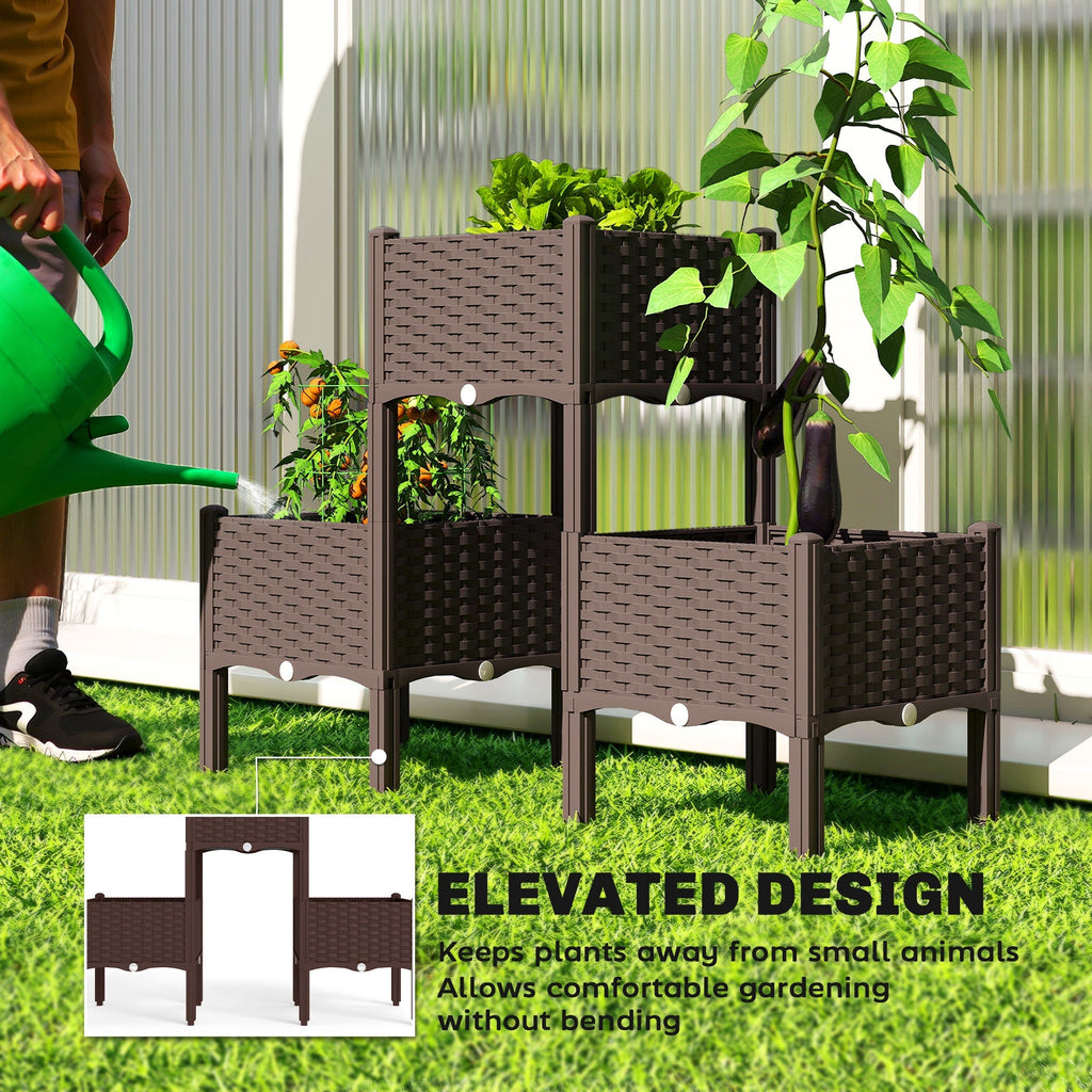 Self-Watering Plastic Raised Garden Bed with Legs