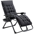 Padded Folding Recliner Chair with Cupholder, Adjustable Backrest & Cushion, Black