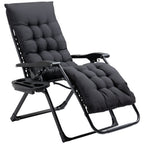 Padded Folding Recliner Chair with Cupholder, Adjustable Backrest & Cushion, Black