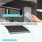 10' x 8' Retractable Electric Awning with Remote & Manual Control, UV Protection, Black
