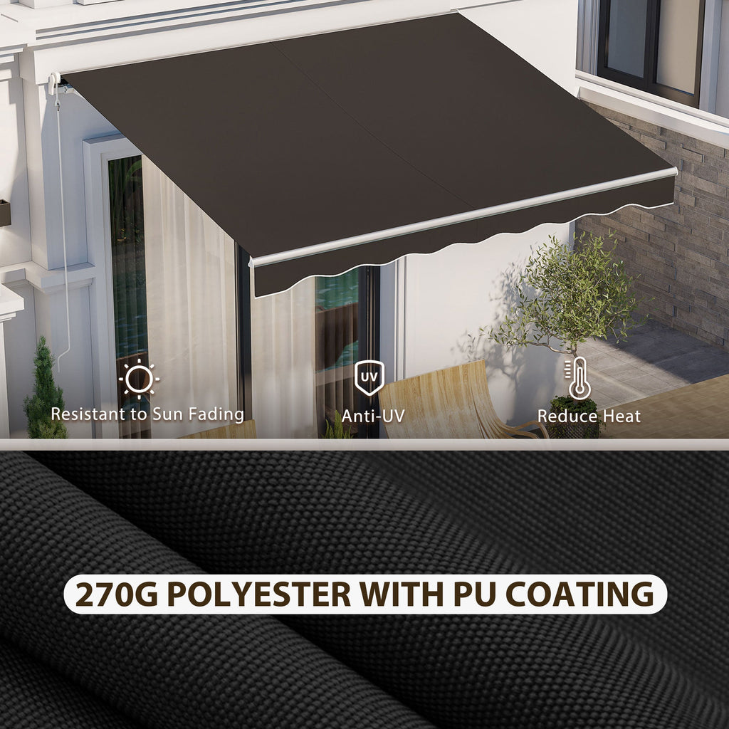 10' x 8' Retractable Electric Awning with Remote & Manual Control, UV Protection, Black